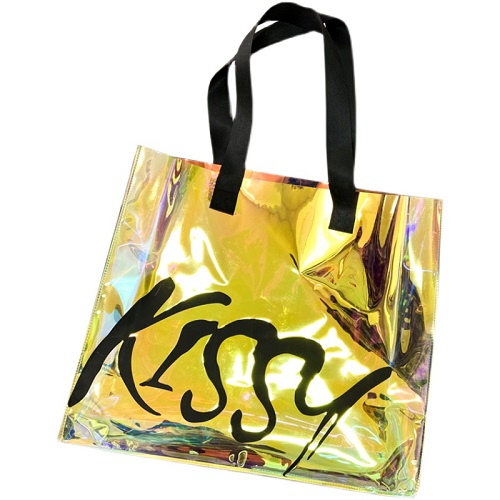 Custom Beach Bag 2024 Wholesale Pvc Shopping Bag Luxury Waterproof Holographic Clear Tote Bags with Logo Women Cosmetic Handbags